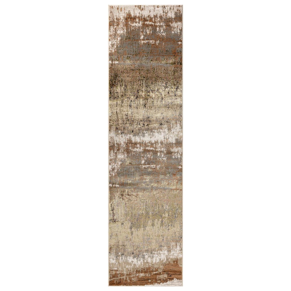 Aurora AU01 Dune Abstract Runner Rugs in Gold Beige